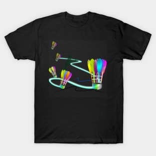 T-shirt woman and badminton balls speed action art T-Shirt